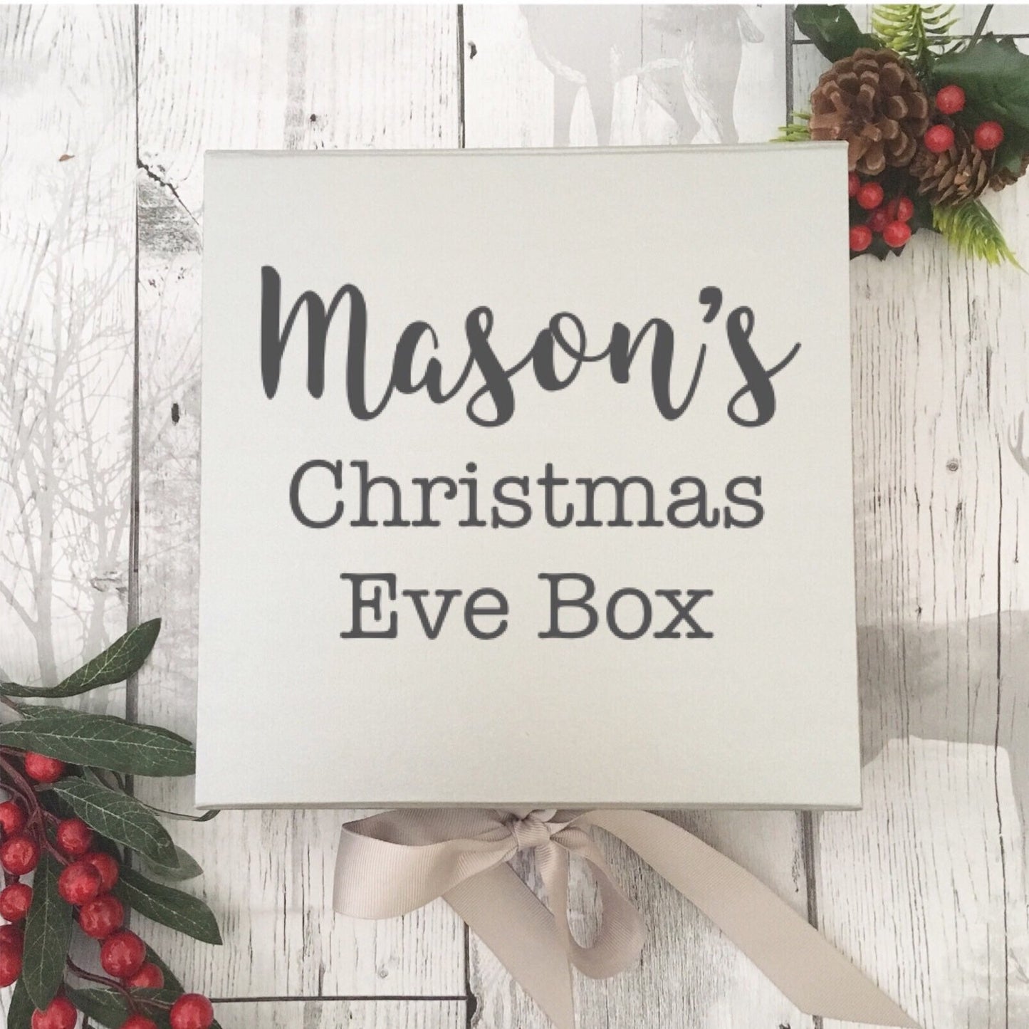 Christmas Eve box, personalised christmas eve box, christmas eve gift, kids xmas eve box, children christmas gift, silver gift box