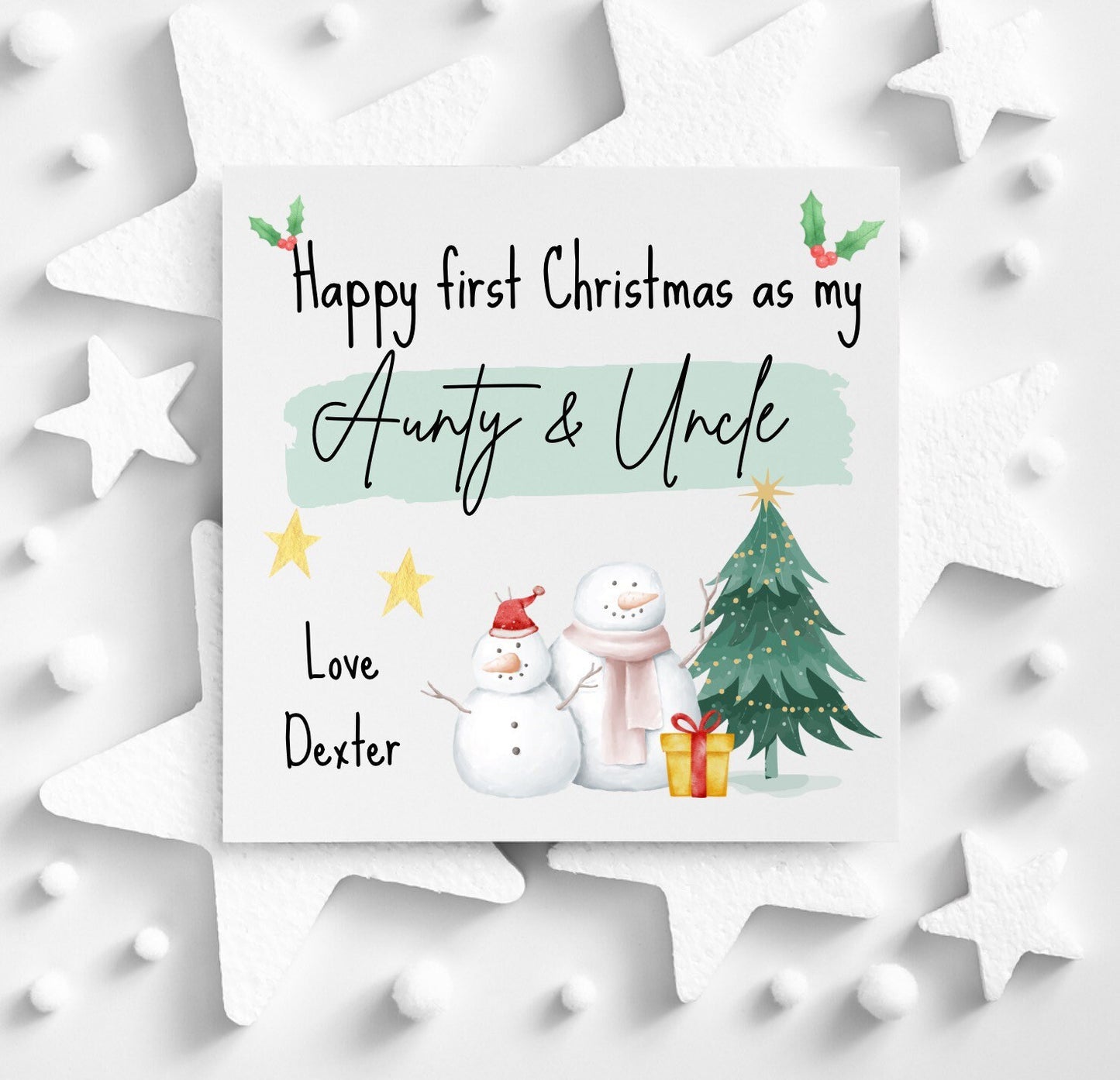 Happy first Christmas as my aunty and uncle greeting card, baby first Christmas card to send to Aunt and Uncle.