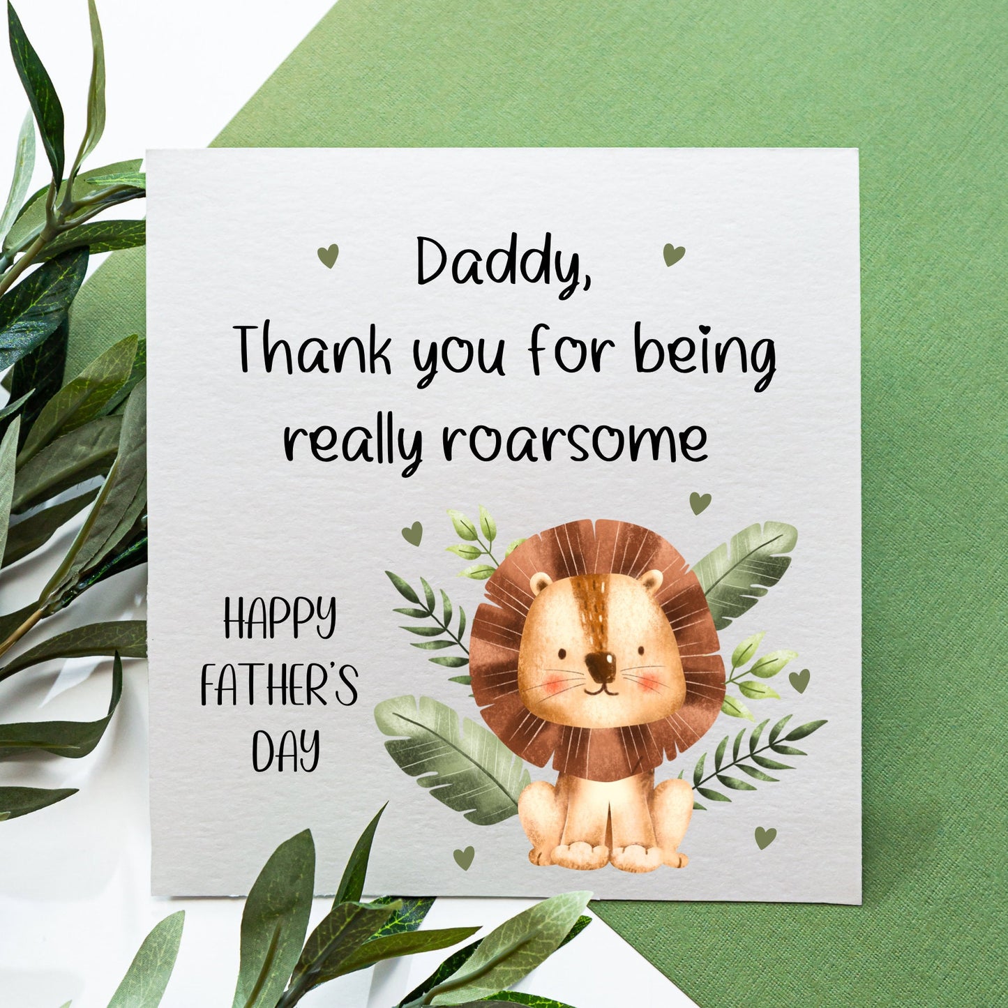 Lion, jungle theme Father’s Day card from toddlers, daddy you are roarsome, greeting card for daddy