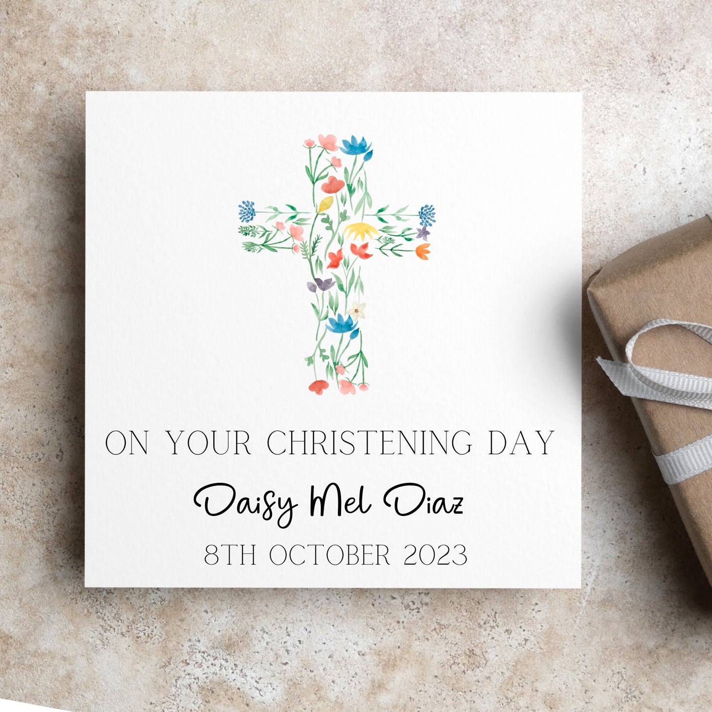 On your Christening day card, personalised, named Christening card for girls. Goddaughter, Neice, granddaughter cards