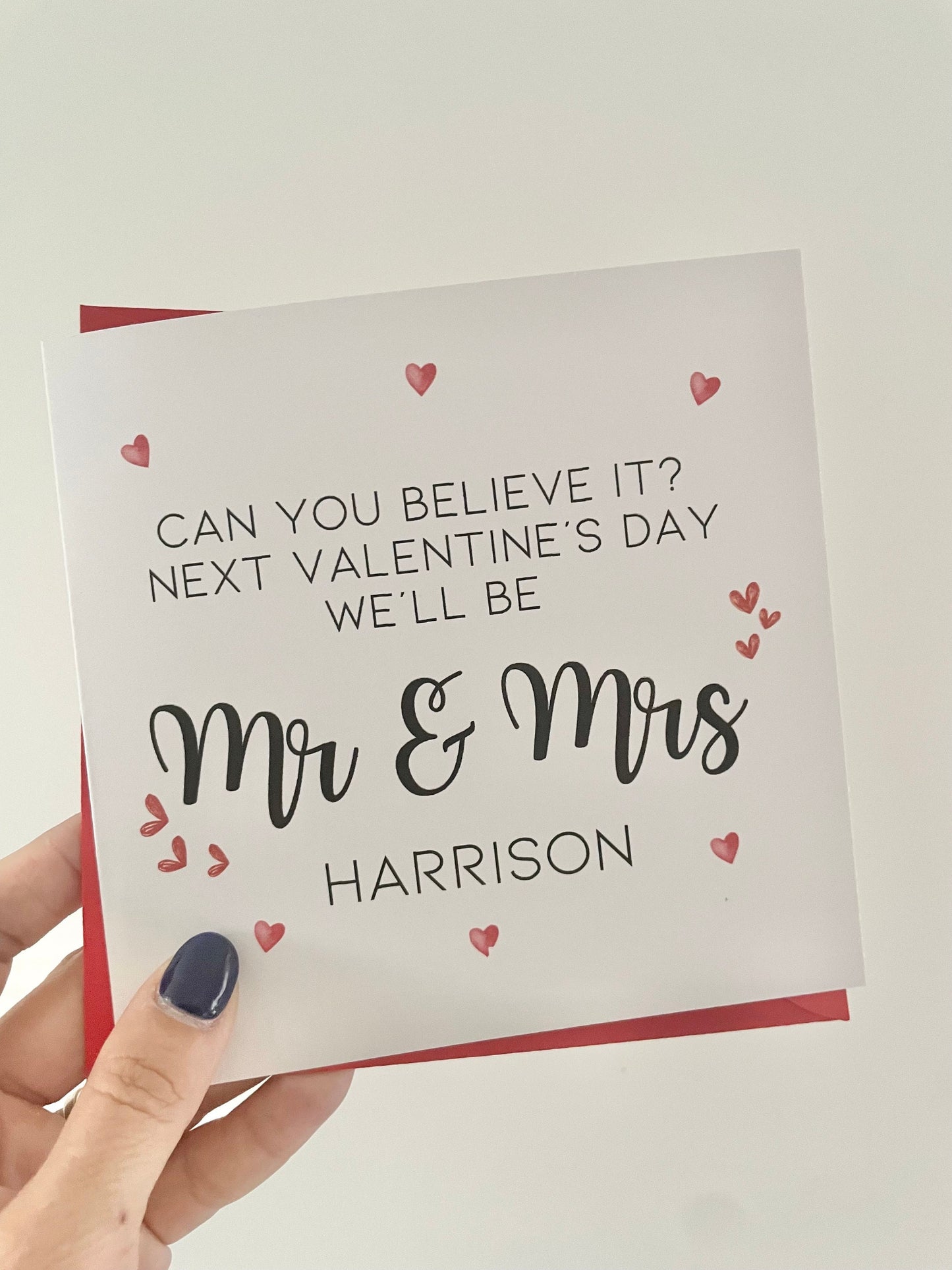 Next Valentines we will be Mr and Mrs, Valentine’s Day card for engaged couples marrying in 2024. Last valentines as mr and miss