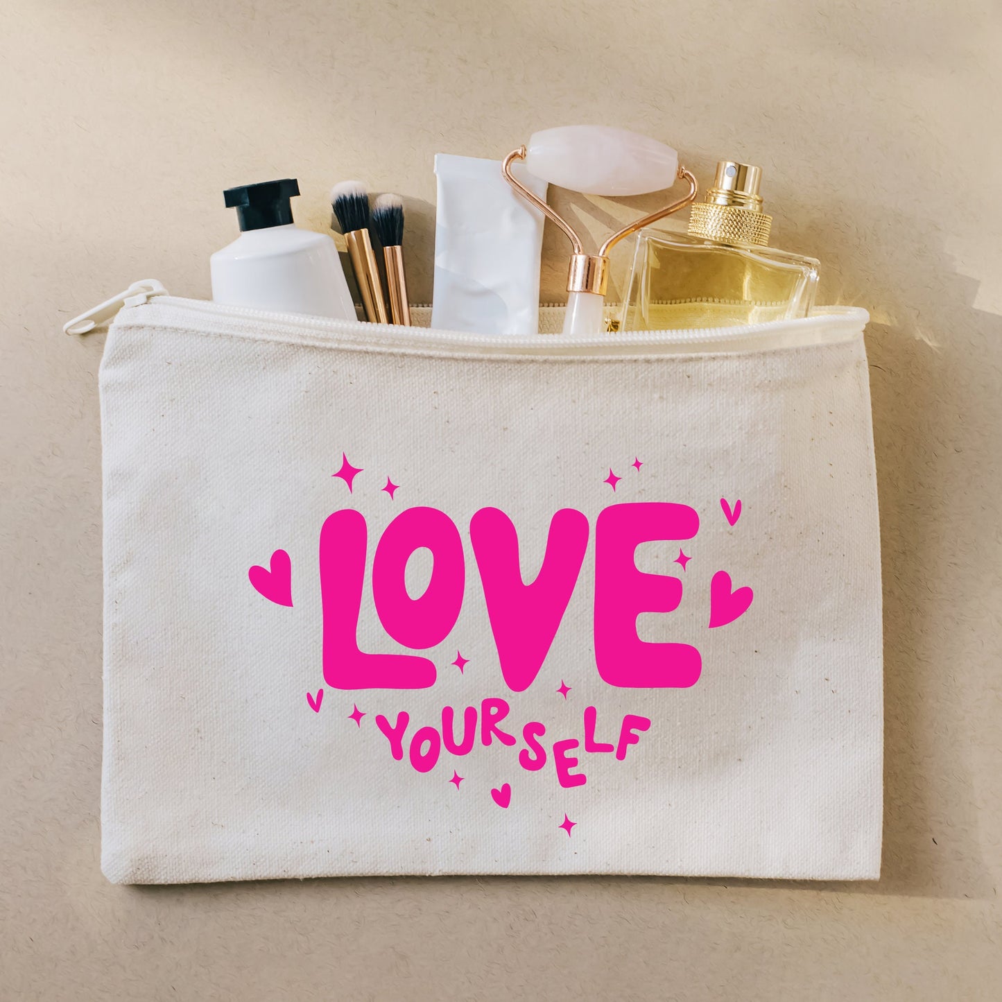 Make Up Bag, Love Yourself Pouch, Teen Daughter Birthday Gift, Make up Brush Bag, Friend Gifts, Travel Accessories