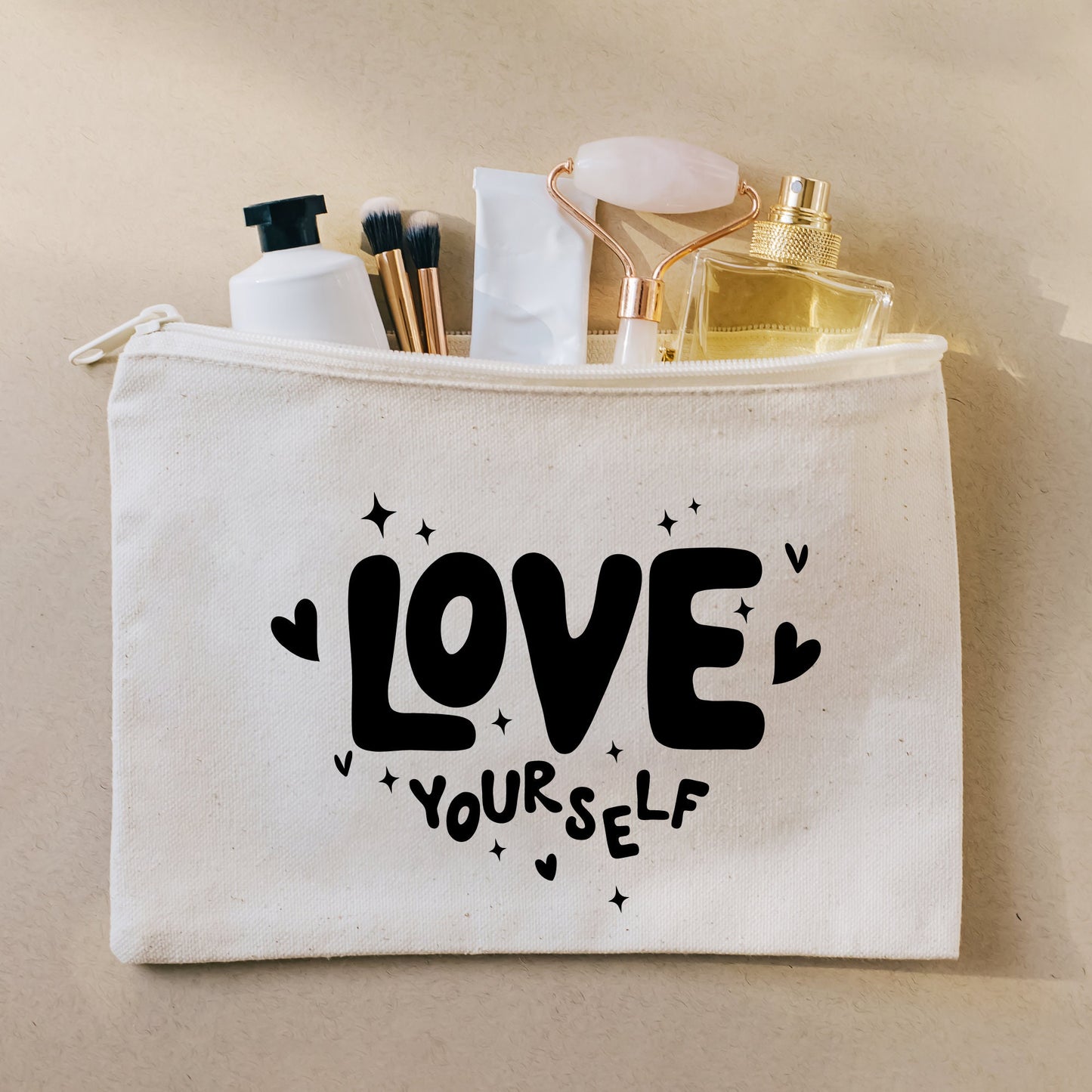 Make Up Bag, Love Yourself Pouch, Teen Daughter Birthday Gift, Make up Brush Bag, Friend Gifts, Travel Accessories