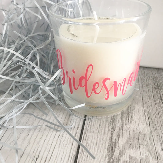 Bridesmaid proposal, bridesmaid candle, personalised scented candle, bridesmaid proposal, maid of honour proposal, bridetribe gifts, bridal