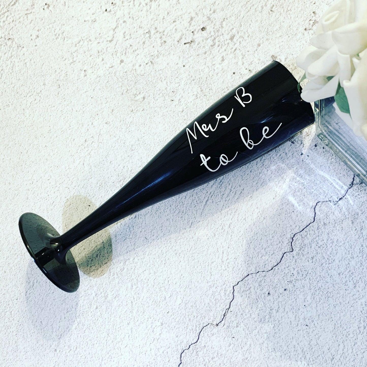 Black plastic, personalised champagne flute, personalised flute for bridesmaid gift, bridesmaid proposal, hen do, bachelorette parties