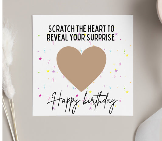 Birthday surprise scratch reveal card, scratch and reveal birthday surprise gift, happy birthday card, personalised scratch off card