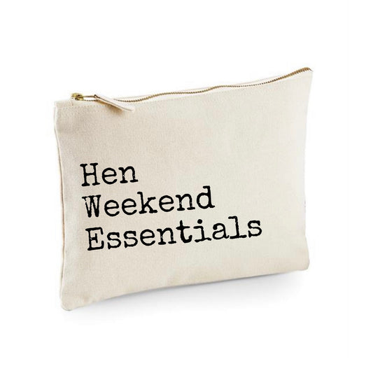 Hen Weekend Essentials bag, girls weekend holiday travel pouch, bachelorette weekend bag, hens holiday cotton cosmetic, toiletry bag