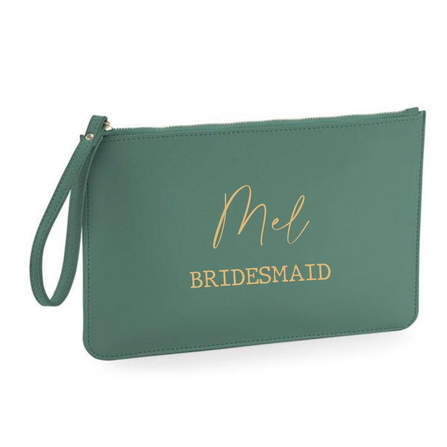 Bridesmaid pouch, bridesmaid proposal gift, personalised leatherette clutch wristlet bag, maid of honour gifts