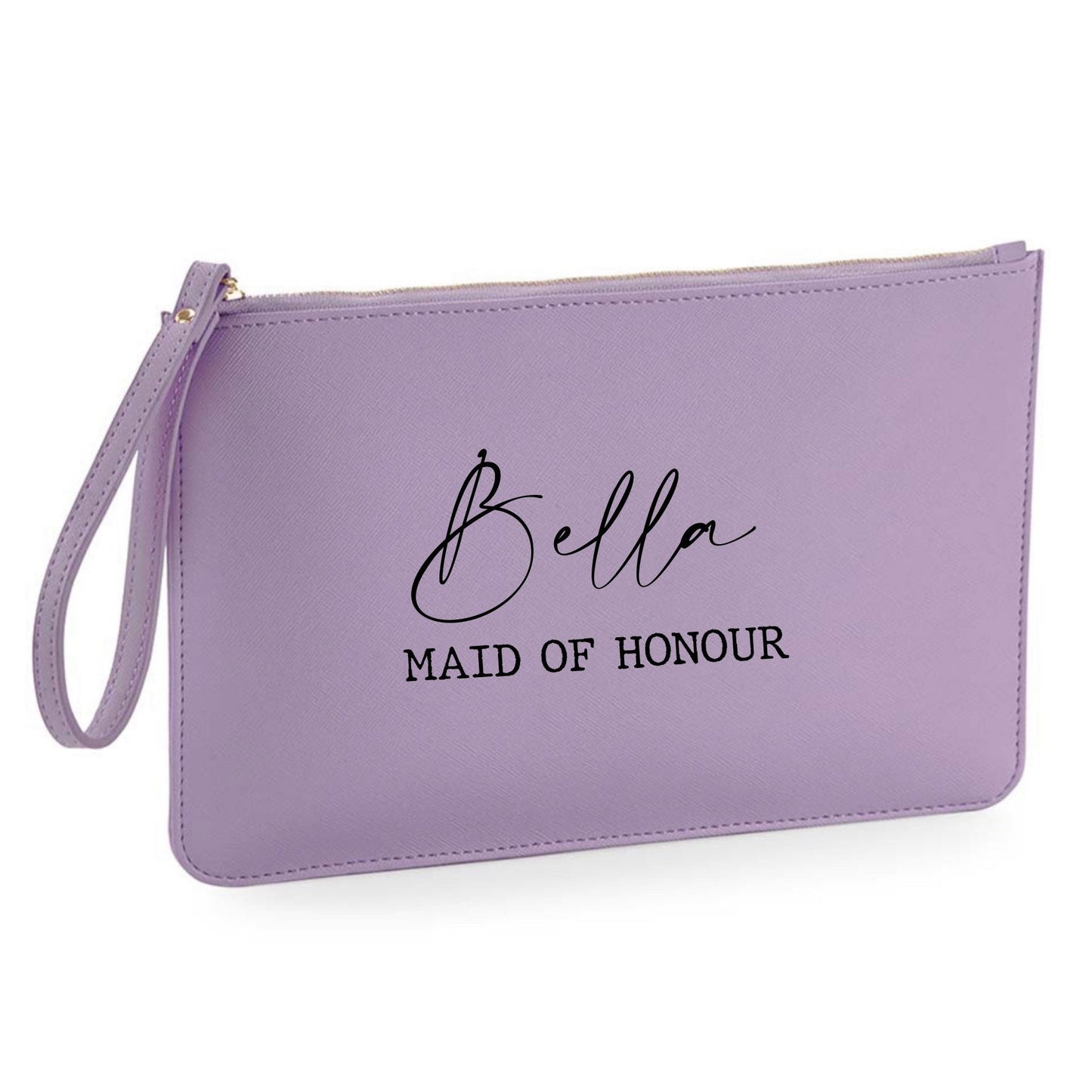 Bridesmaid pouch, bridesmaid proposal gift, personalised leatherette clutch wristlet bag, maid of honour gifts