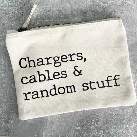 Chargers and cables bag, pouch for cables and random stuff, christmas gift, stocking filler, secret Santa present, organised mum gift