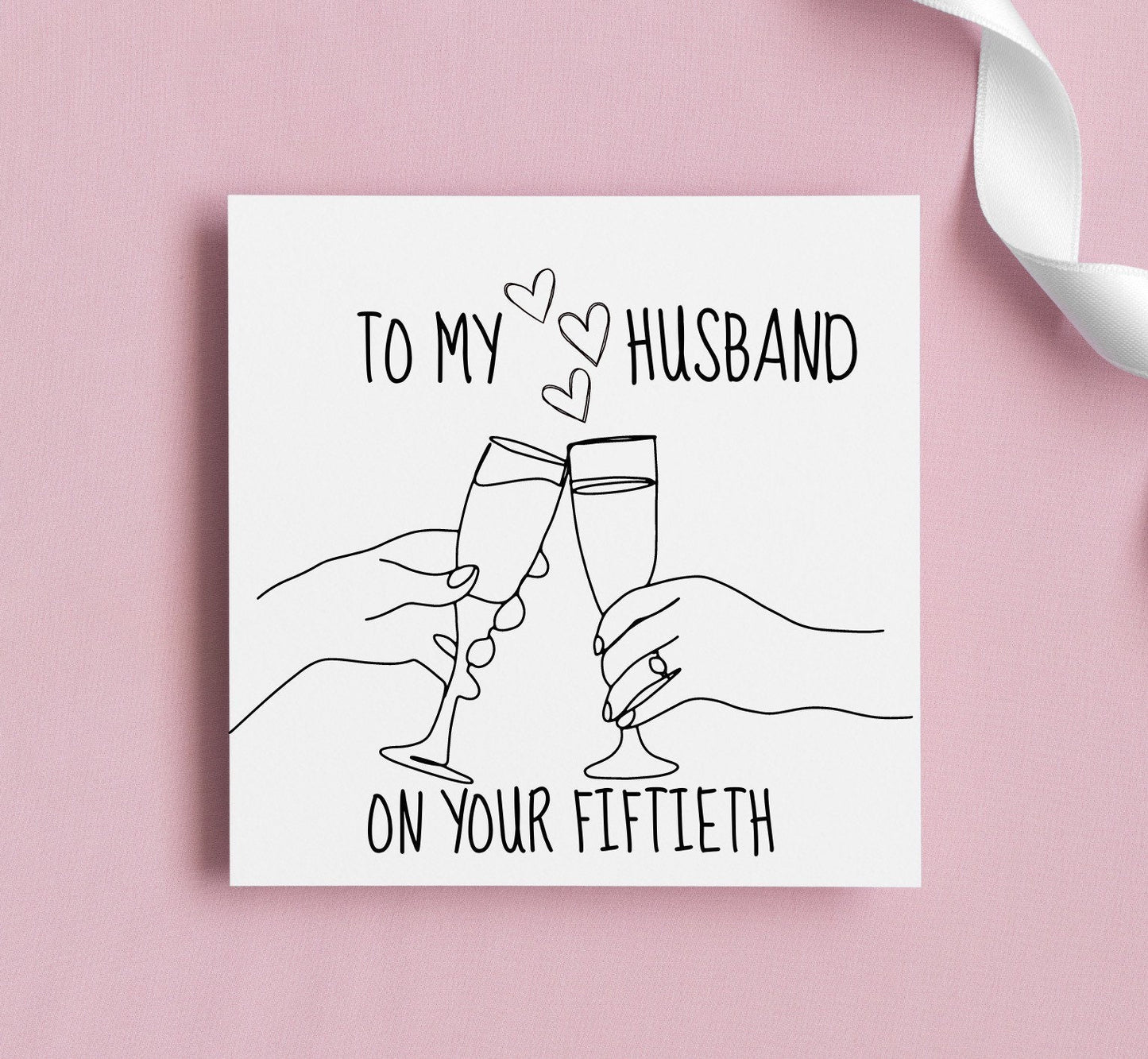 To my wife on your 50th birthday card, happy 40th greeting card for husband or wife, age birthday cards, milestone bday, monochrome cards