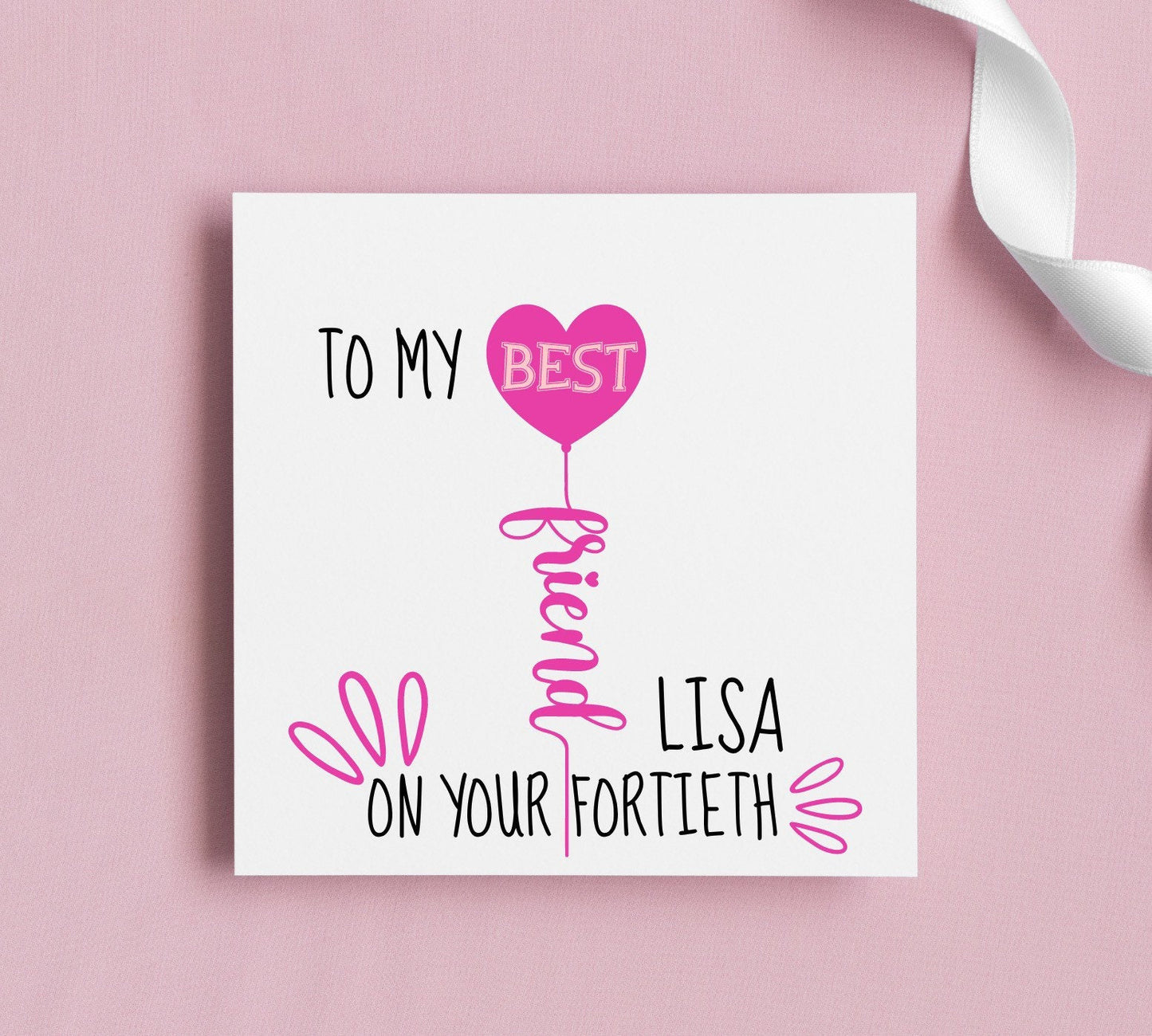 To my best friend on your 40th birthday card, personalised happy 50th greeting card for her, age birthday cards, friend birthday