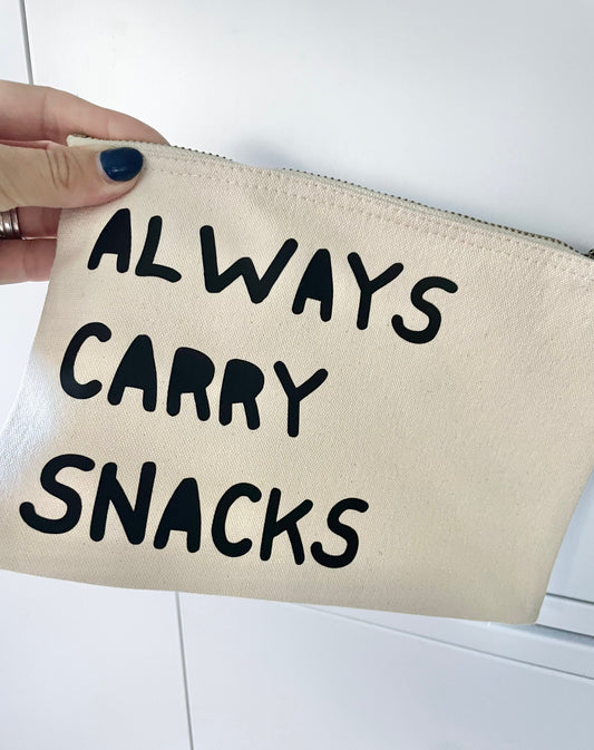 Always Carry Snacks pouch, snack bag for mums on the go, mum birthday gift, friend novelty gifts, work wife colleague new job gift