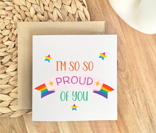 So proud of you, novelty card lesbian, gay coming out card, LGBTQ cards, non binary card, gender journey cards